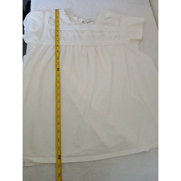 Ella Moss Womens Eyelet Knit Top Cream XXL Short Sleevs Pretty Beach Summer - Picture 8 of 14